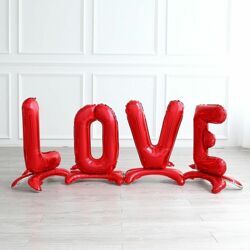 Набор шаров-букв (81 см) LOVE, на подставке, Красный